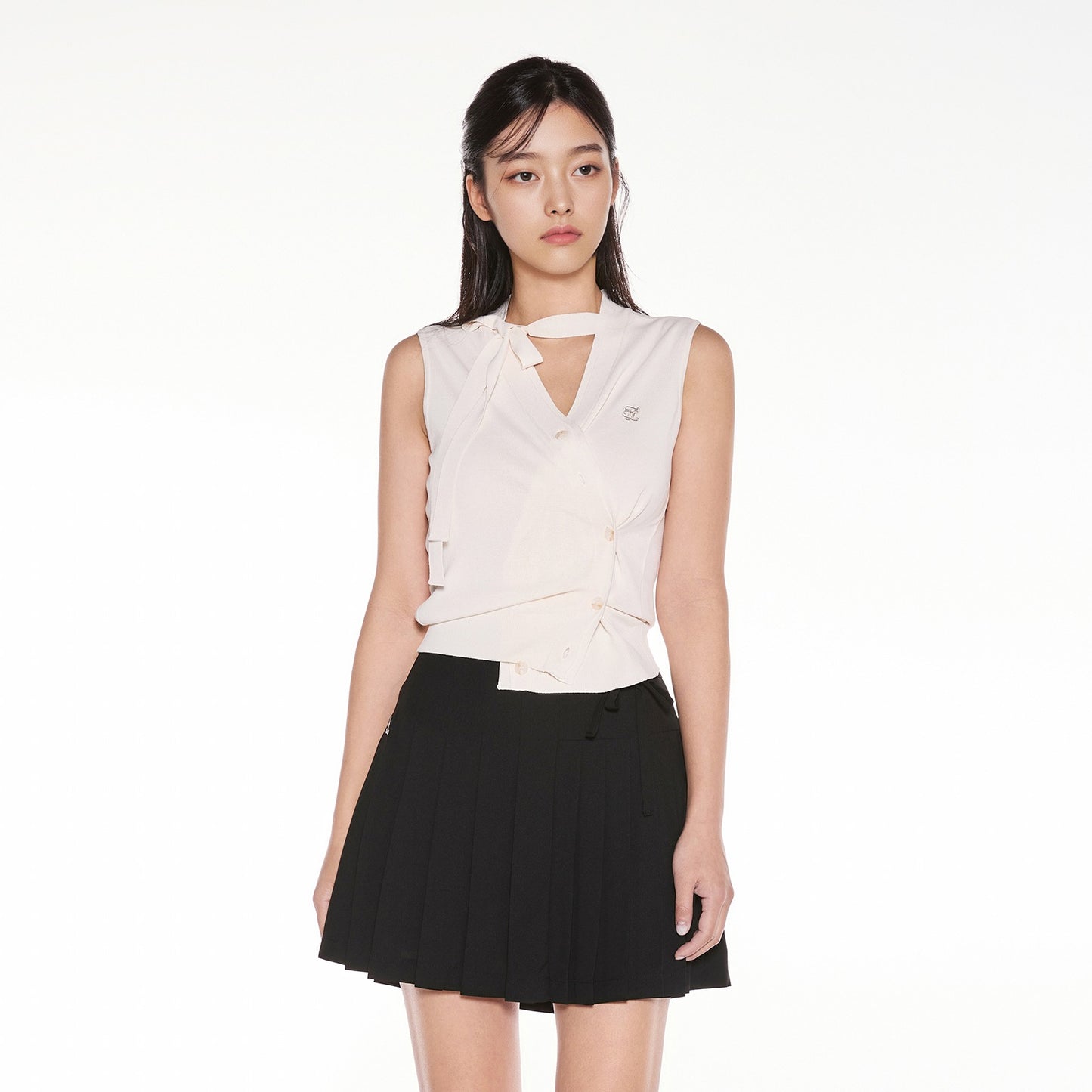 25SS ノースリーブVネックニットベストカーディガン