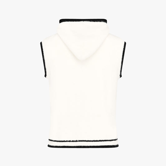 フードジップアップ防風ベスト (アイボリー)