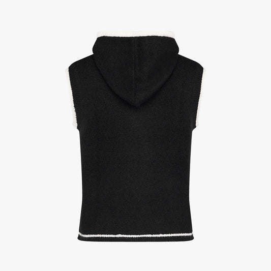 フードジップアップ防風ベスト (ブラック)