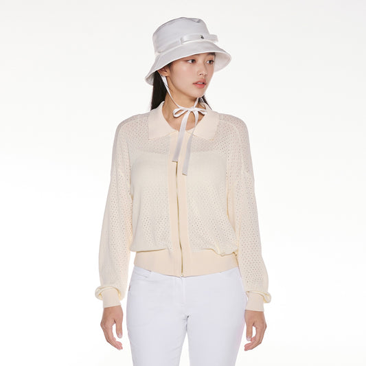 25SS スカシ編みカラージップアップカーディガン