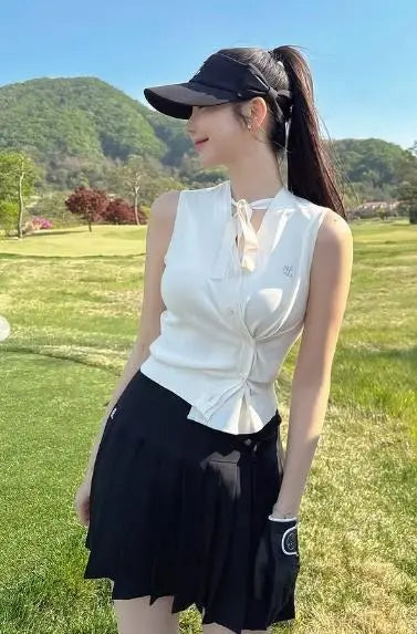 25SS ノースリーブVネックニットベストカーディガン