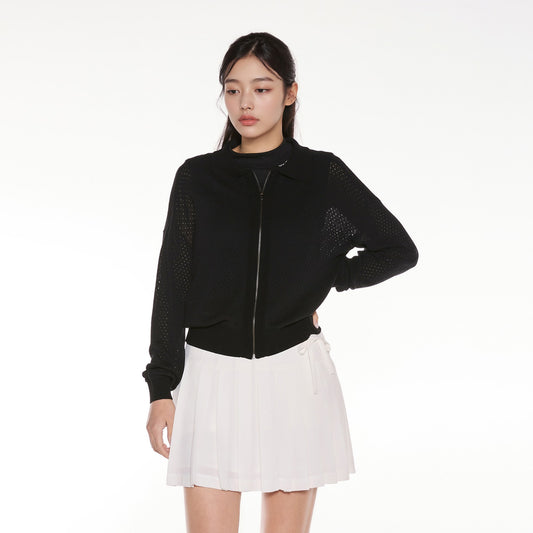 25SS スカシ編みカラージップアップカーディガン