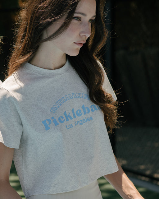 FLC ピックルボールクロップドTシャツ (メランジグレー)