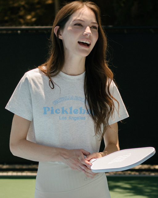 FLC ピックルボールクロップドTシャツ (メランジグレー)