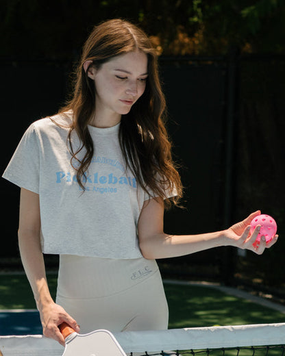 FLC ピックルボールクロップドTシャツ (メランジグレー)