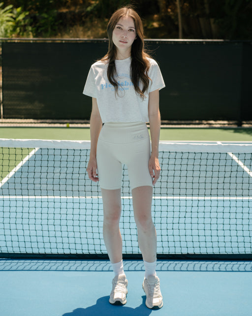 FLC ピックルボールクロップドTシャツ (メランジグレー)