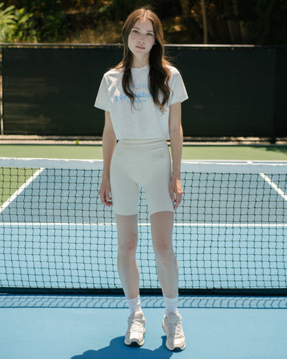 FLC ピックルボールクロップドTシャツ (メランジグレー)