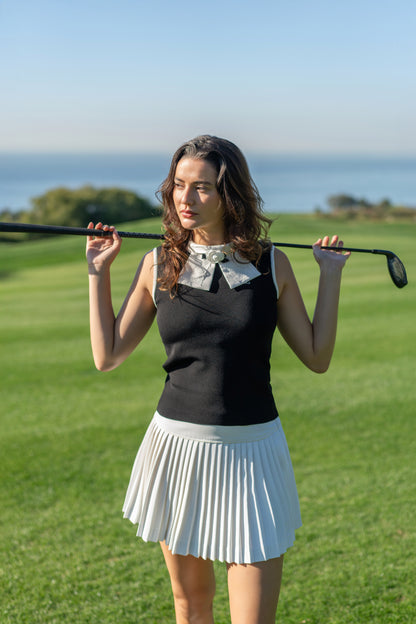 25SS レースリボンノースリーブニット