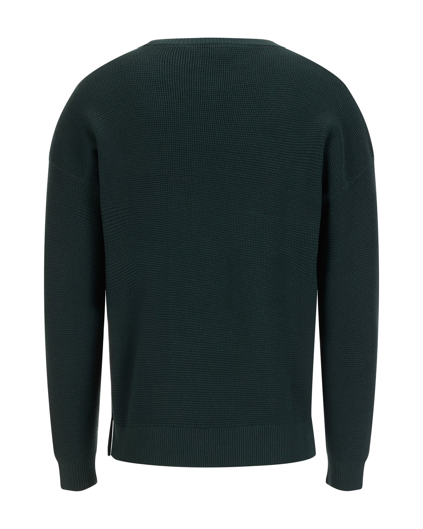 メンズ ワッフルニットラウンドネックセーター