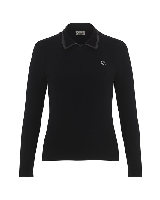 レザーカラーマッチニット