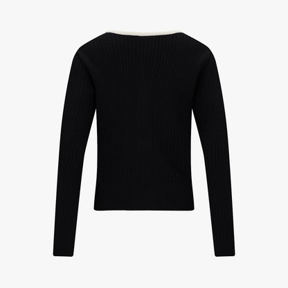 【RE-ORDER】オープンカラーニットケーブルカーディガン