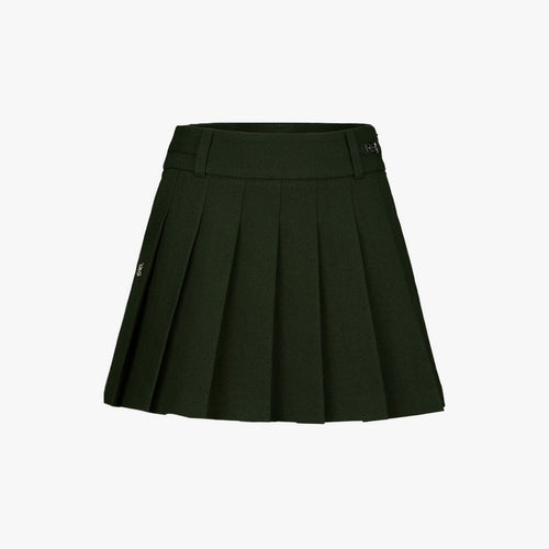 シンボル装飾プリーツスカート (カーキ)