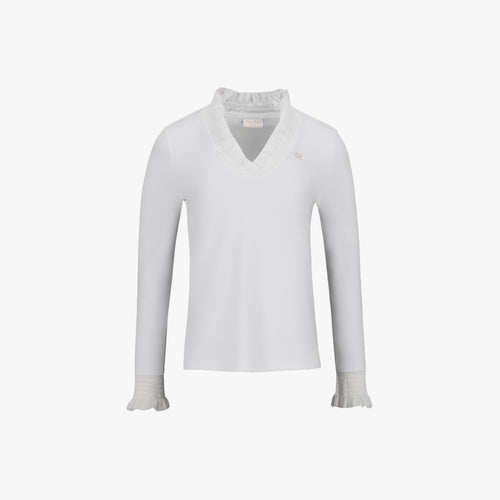 フリルVネックTシャツ (アイボリー)