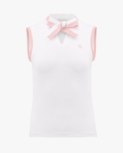 ニットリボンスリーブレスTシャツ