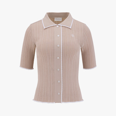 【RE-ORDER】スカラップカラー七分袖ニット