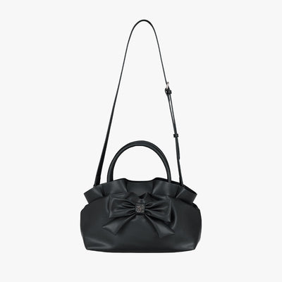 フリルリボントートバッグ (ブラック)