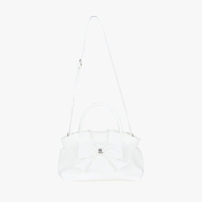 フリルリボントートバッグ (ホワイト)