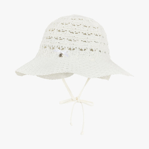 クロシェラフィアバケットハット (ホワイト)