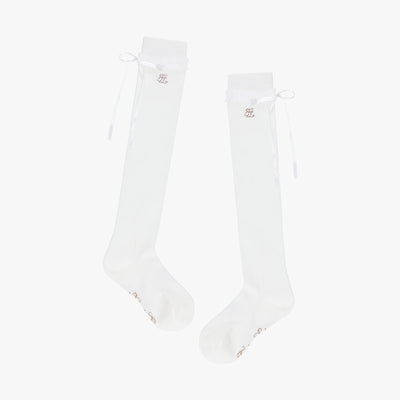 サテンリボンサマーニーソックス (ホワイト)