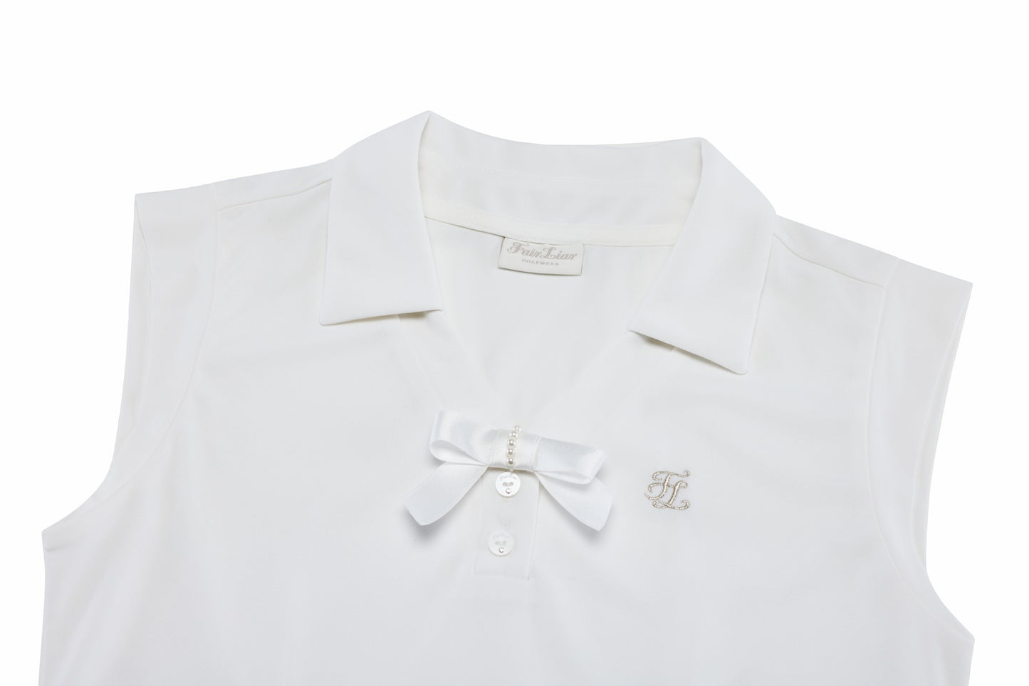 パールリボンノースリーブTシャツ (ホワイト)
