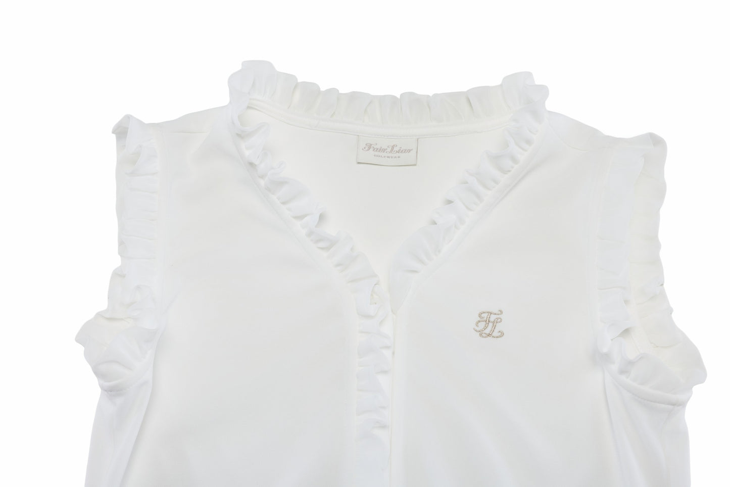 フリルノースリーブTシャツ (ホワイト)