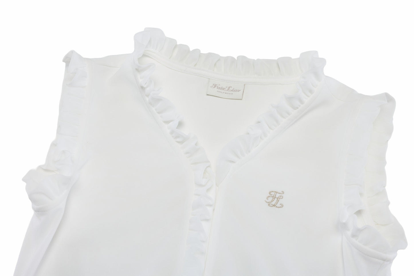 フリルノースリーブTシャツ (ホワイト)