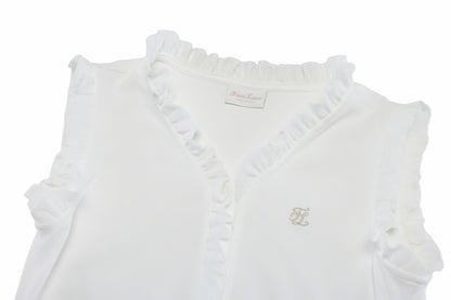 フリルノースリーブTシャツ (ホワイト)