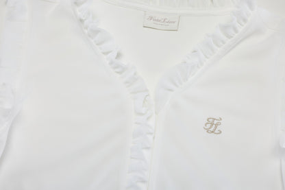 フリルノースリーブTシャツ (ホワイト)