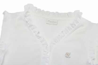 フリルノースリーブTシャツ (ホワイト)