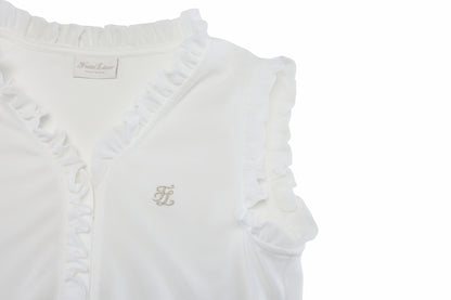 フリルノースリーブTシャツ (ホワイト)