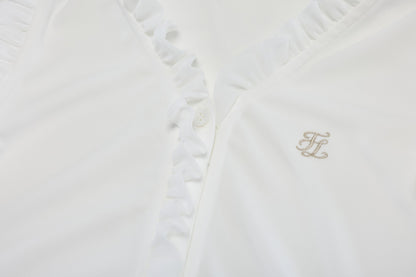 フリルノースリーブTシャツ (ホワイト)