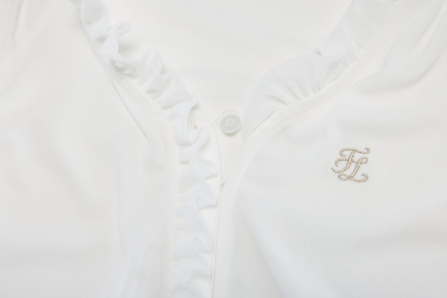 フリルノースリーブTシャツ (ホワイト)