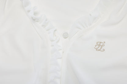 フリルノースリーブTシャツ (ホワイト)