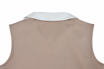 配色カラ―オープンノースリーブTシャツ (ココア)