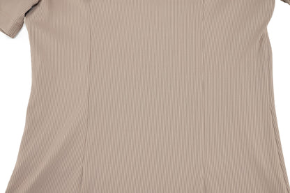 ねじりラウンド7分袖Tシャツ (ココア)