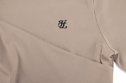 ねじりラウンド7分袖Tシャツ (ココア)