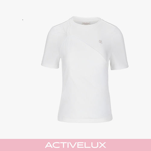ねじりラウンド7分袖Tシャツ (ホワイト)