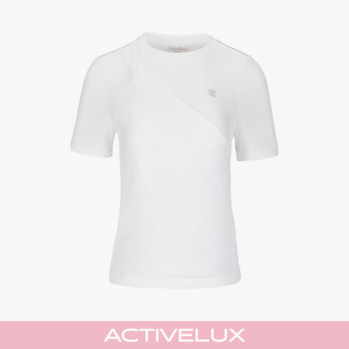 ねじりラウンド7分袖Tシャツ (ホワイト)