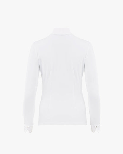 シャーリングディテール モックネックTシャツ