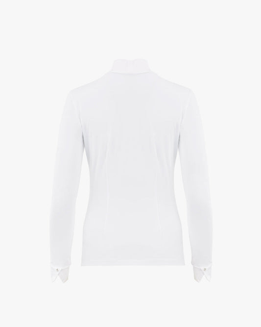 シャーリングディテール モックネックTシャツ