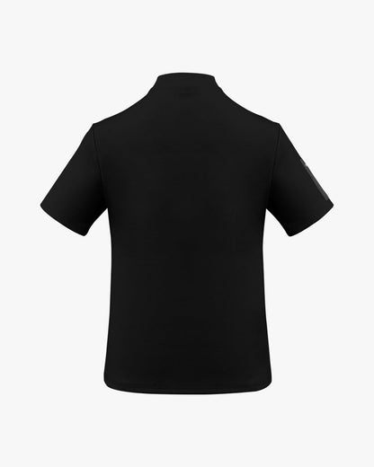 モックネックスリーブ ウーヴンパッチTシャツ