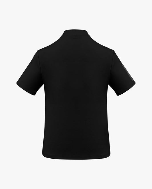 モックネックスリーブ ウーヴンパッチTシャツ