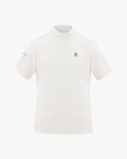 モックネックスリーブ ウーヴンパッチTシャツ