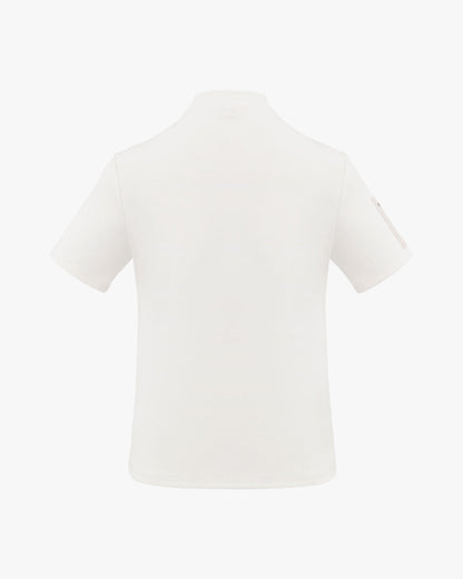 モックネックスリーブ ウーヴンパッチTシャツ