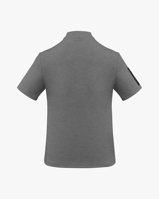 モックネックスリーブ ウーヴンパッチTシャツ