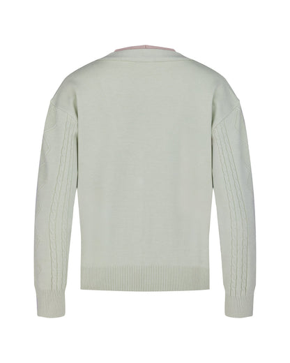 25SS Vネック編み柄ポイントカーディガン