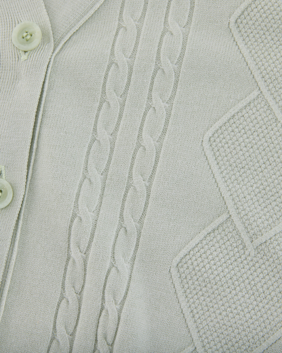 25SS Vネック編み柄ポイントカーディガン