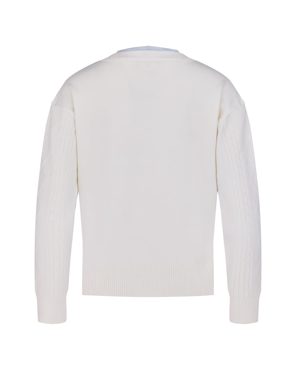 25SS Vネック編み柄ポイントカーディガン