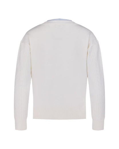 25SS Vネック編み柄ポイントカーディガン