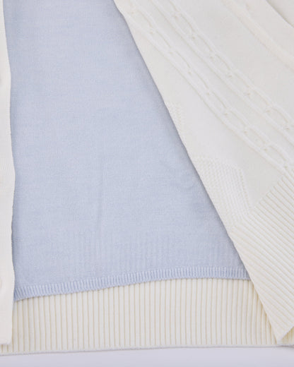 25SS Vネック編み柄ポイントカーディガン